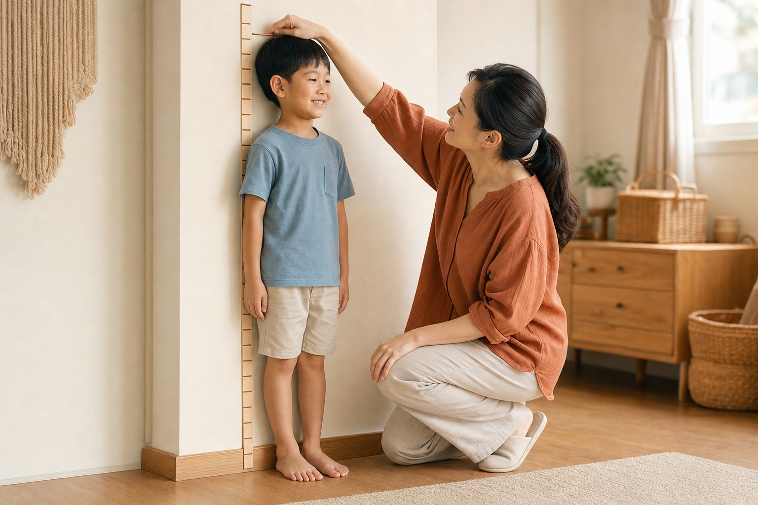 媽媽幫孩子靠牆量身高——兒童長高與生長評估｜平安聯合診所